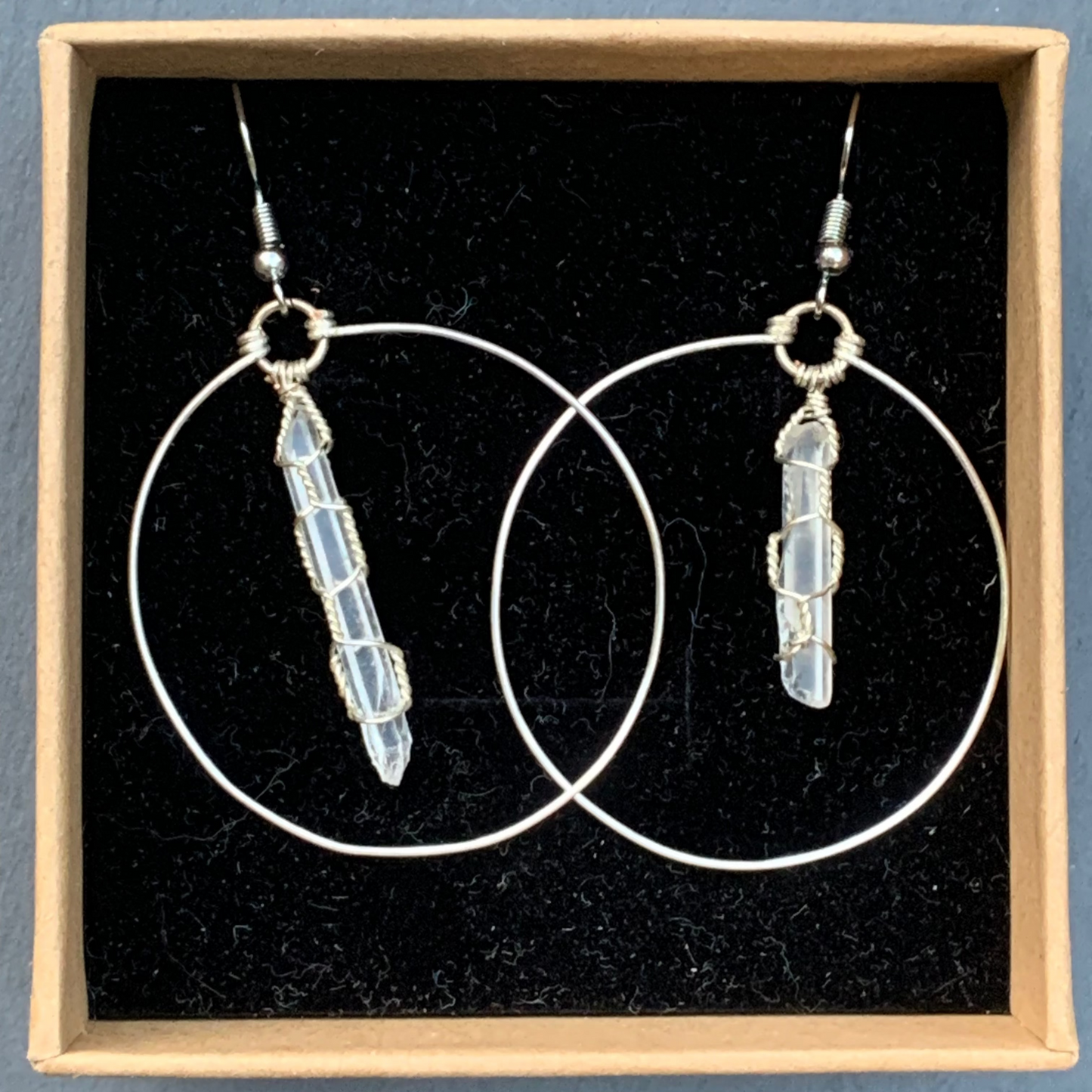 Clear Quartz Hoops