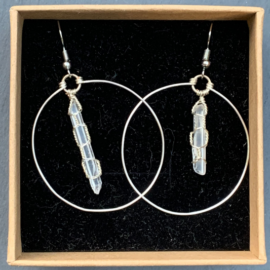 Clear Quartz Hoops